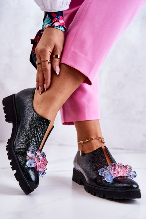 Elegantné kožené topánky s dekoráciou tmavo zelená cindy