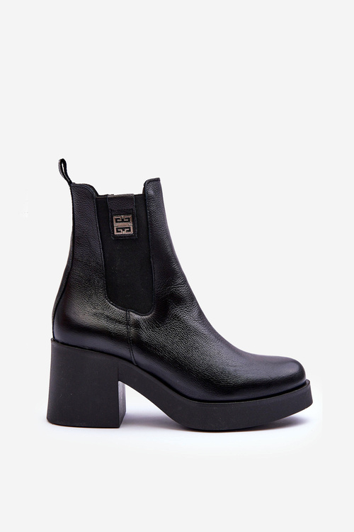 Dámske kožené vysoké topánky Čierne lemar kodra