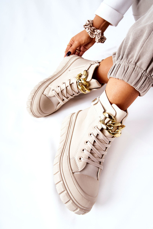 Vysoké tenisky na platforme Beige Standies