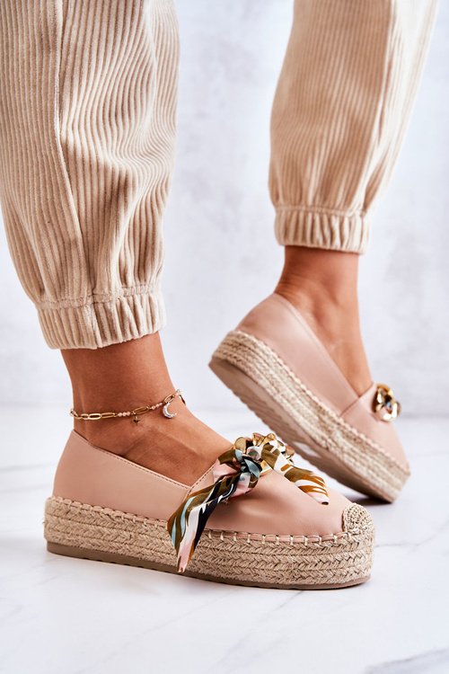 Dámské kožené espadrilky s efektním béžove Fancy