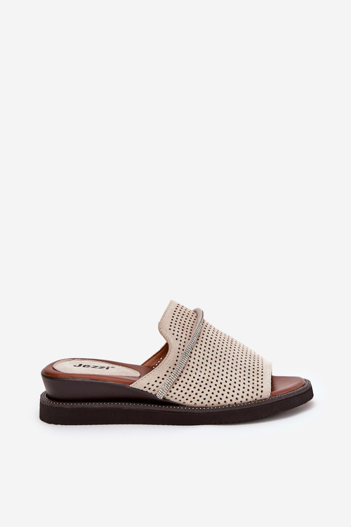 Dámské Klapky Na Klínu S Ozdobným Pásem Béžové Teriwes