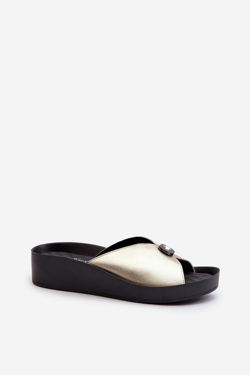 Dámske kožené papuče s ozdobou Zlaté S.Barski KV27-027