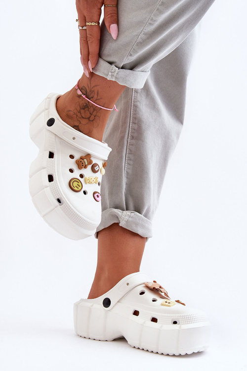 Dámské pěnové kroksy s ozdobami bílé Marlett