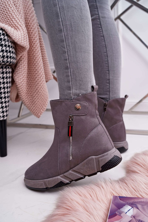 Dámské Sportovní Kotníkové Boty zateplené Šedé SJ1938 Nefera