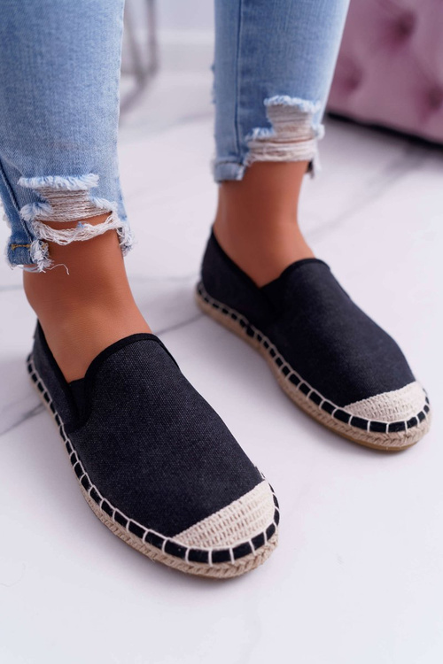 Dámske espadrilles krížové džínsy čierne DD2R4106