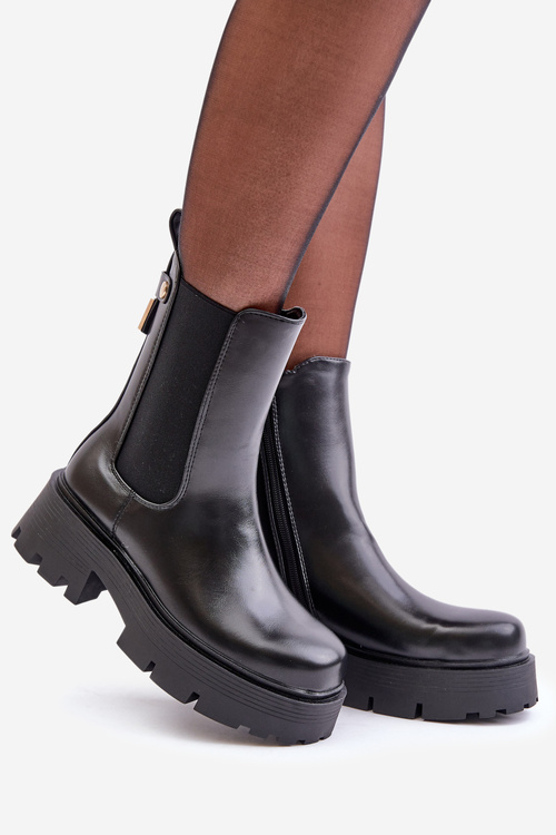 Čižmy Na Zips Eko Koža Čierne Ninnet