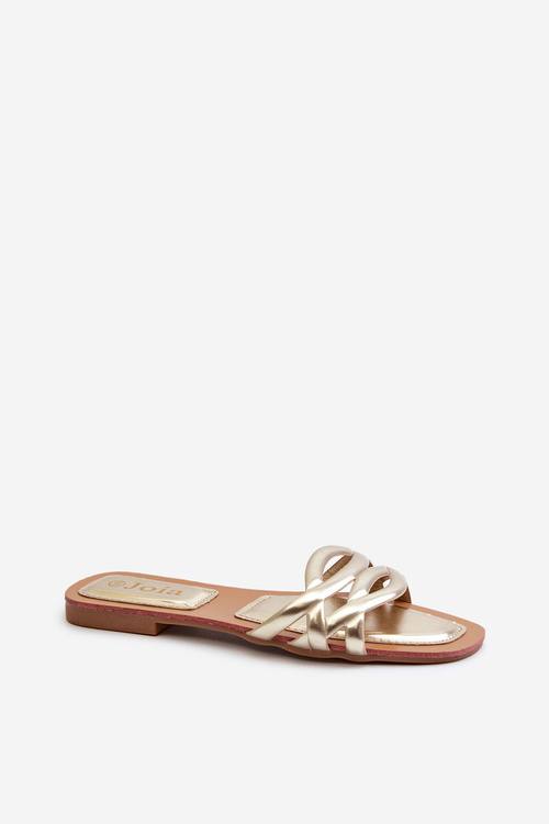 Dámské sandály z ekokože na ploché podrážce zlaté Moldela