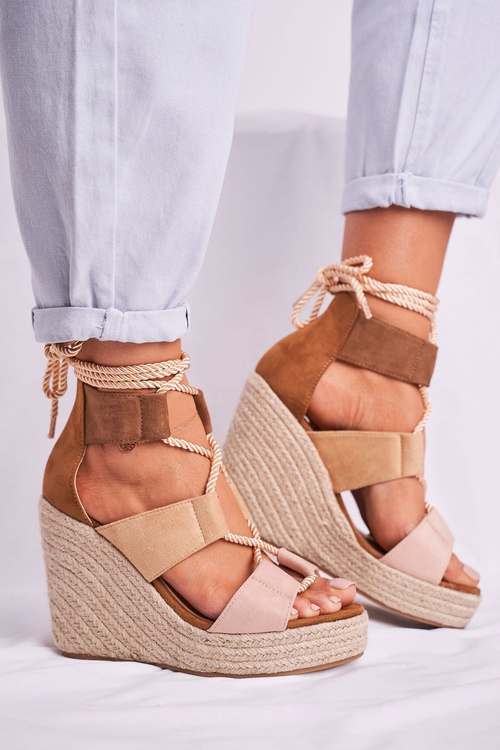 Dámské sandály na klínu Semišové béžové Beautiful One