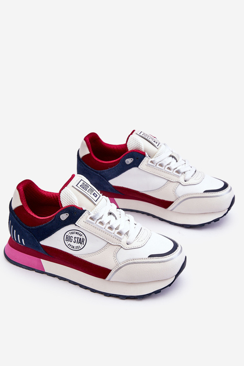 Kožené tenisky Memory Foam System Big Star LL274369 bílo-červené