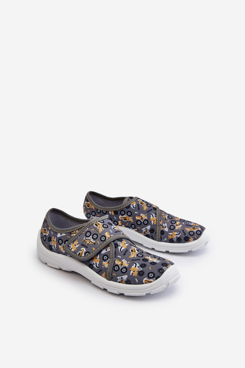 Pohodlné chlapecké pantofle na suchý zip Befado 974Y552 šedé