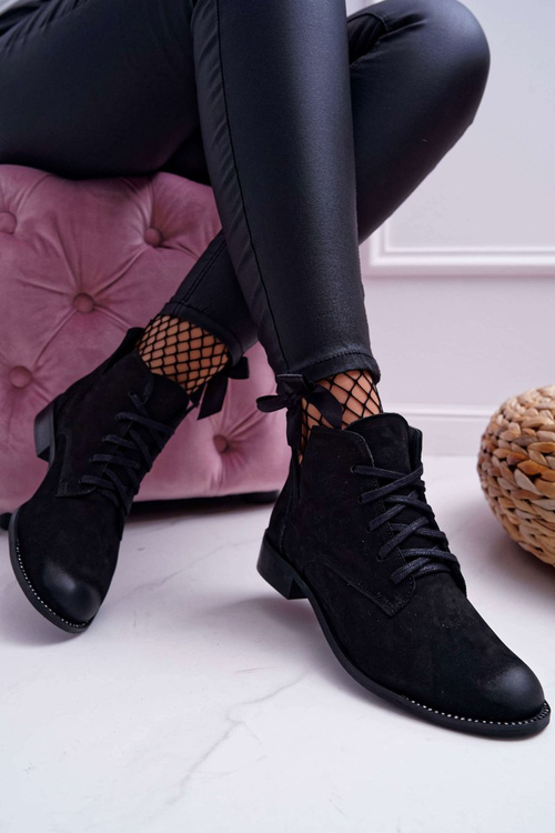 Dámske ploché podpätky Nubuk Black Nicole 2420