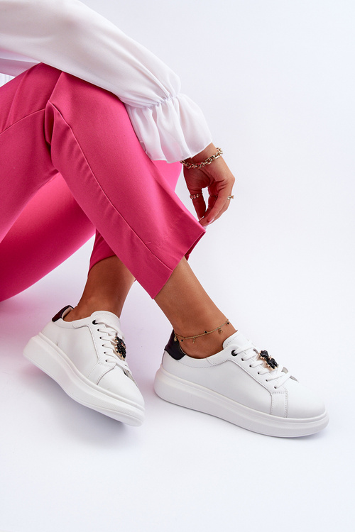 Dámske kožené tenisky s medveďom biela Mirven