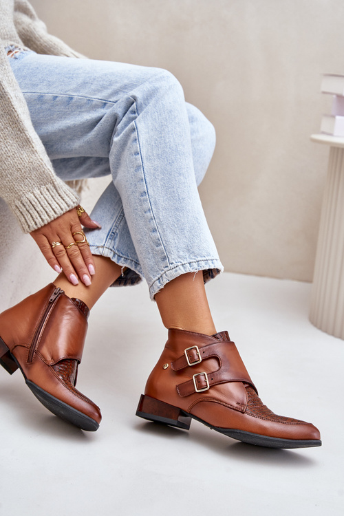 Dámske kožené topánky na Post Maciejka Brown 04492-98