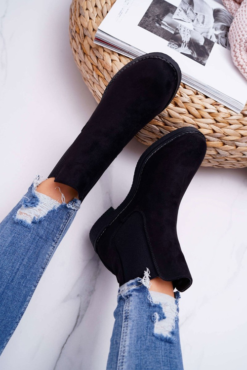 Dámske topánky semišové topánky Chelsea Black 8BT35-0585