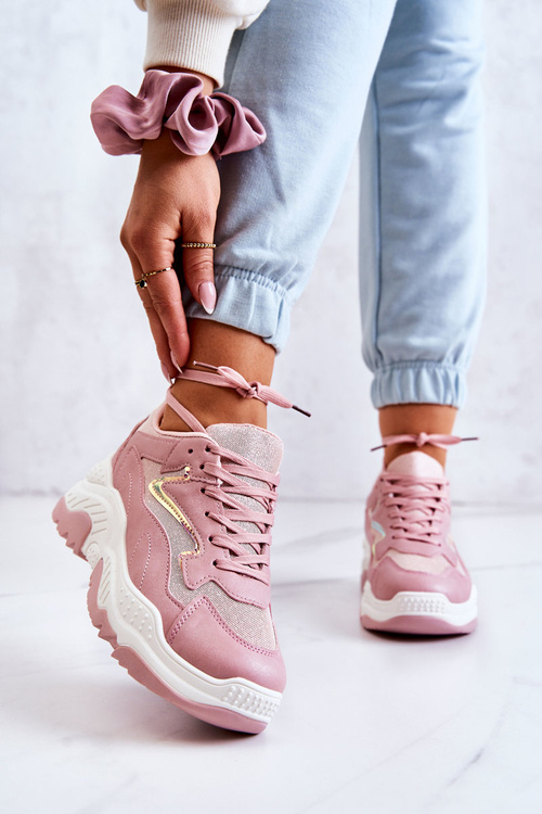 Dámské robustní lesklé tenisky růžové Canadia