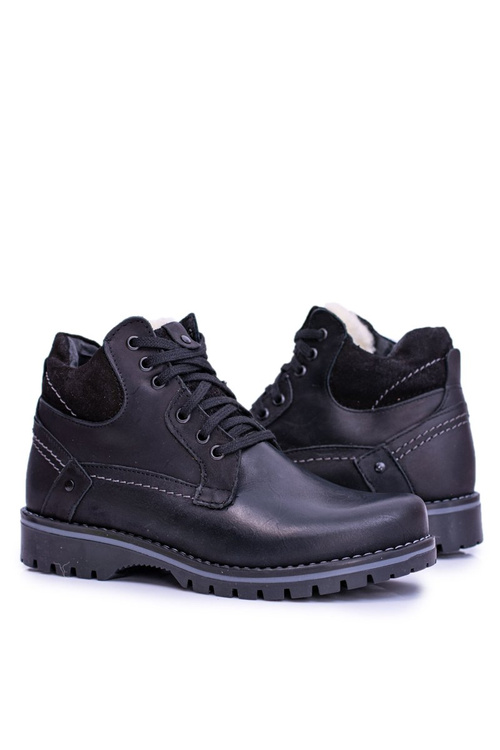 Pánské a dětské kožené vysoké boty se zipem Teplé černé Komodo 885