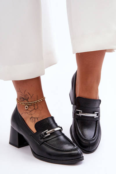 Pohodlné kožené čerpadlá čierne lemar damira