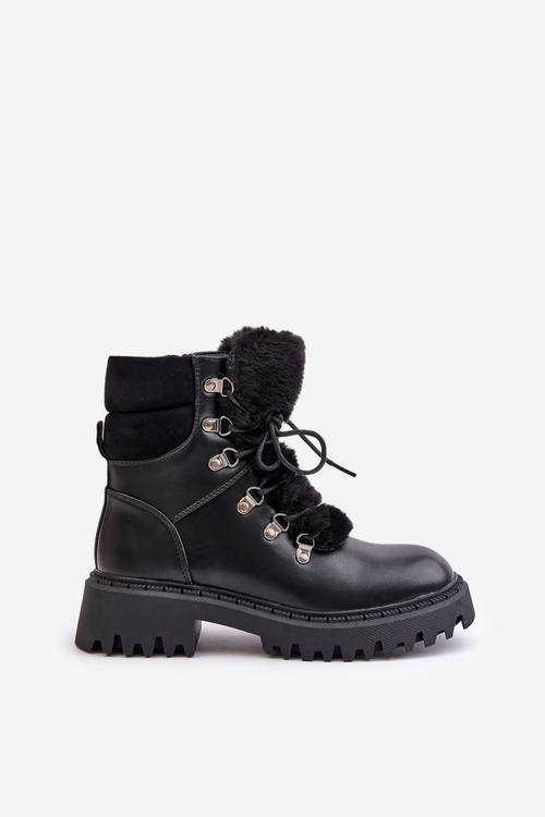 Zateplené kotníkové boty na zip z eko kůže černé Willatta
