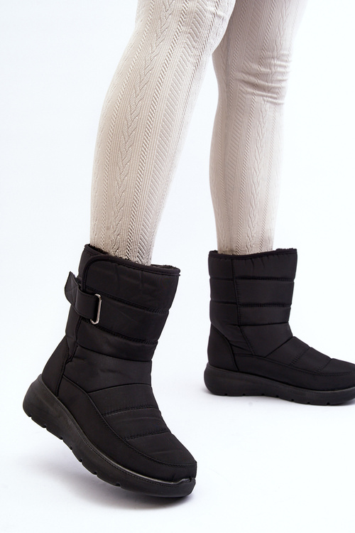 Dámske zimné topánky na suchý zips s podšívkou Čierne Jawora