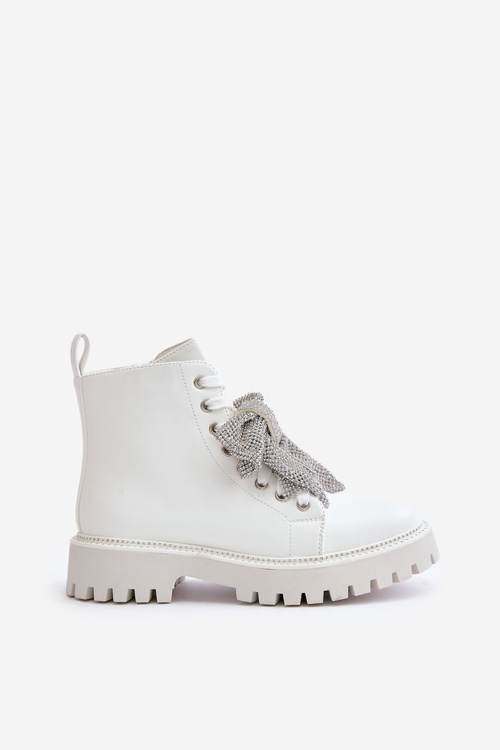 Dámske čižmy s mašľou biele Ocenttia