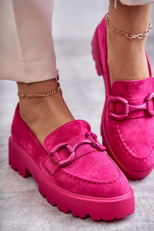 Dámske semišové topánky na ružovej platforme Gunn
