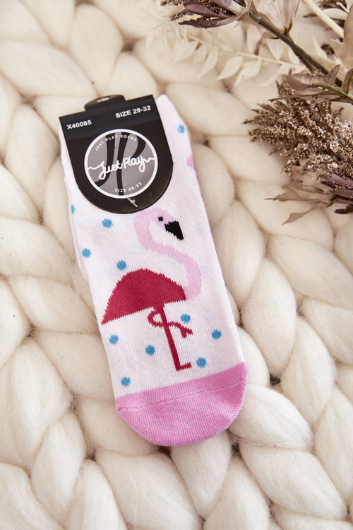 Mládežnické ponožky se vzorem Flamingo A Tečky Růžové