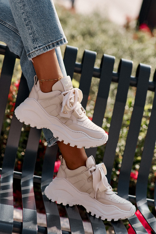 Dámske Kožené Tenisky Béžové CheBello 4583