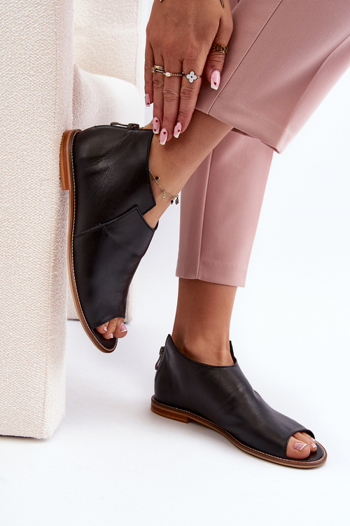 Dámske kožené sandále Laura Messi 2443 Čierne