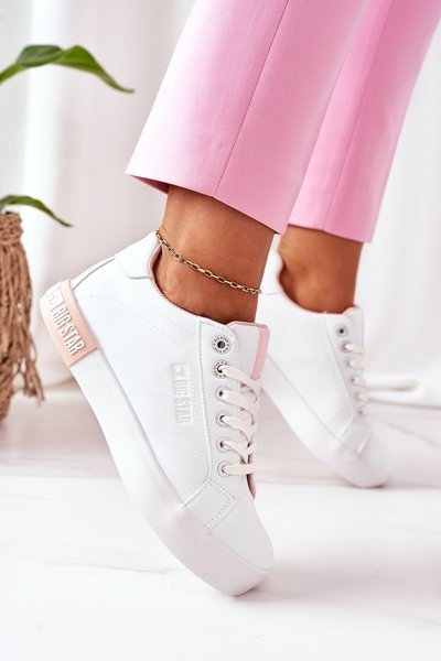 Dámské Kožené Tenisky BIG STAR II274033 Bílé-Růžové