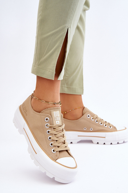 Materiálne tenisky na veľkej hviezde LL274154 Beige Platform