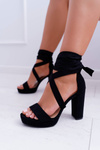 Dámské Sandály Na Podpatku Šněrovací Černé LaFiesta