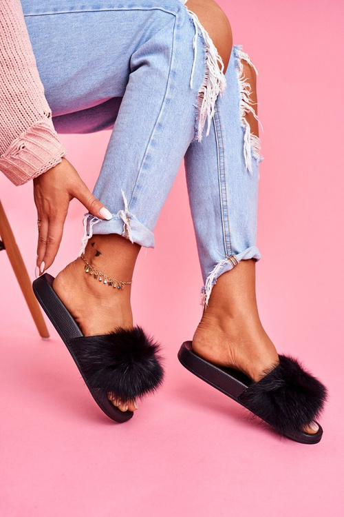 Nazouváky S Kožešinou Cerné Naturis