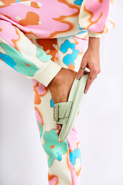 Dámské kožené pantofle se sponou zelené Devia