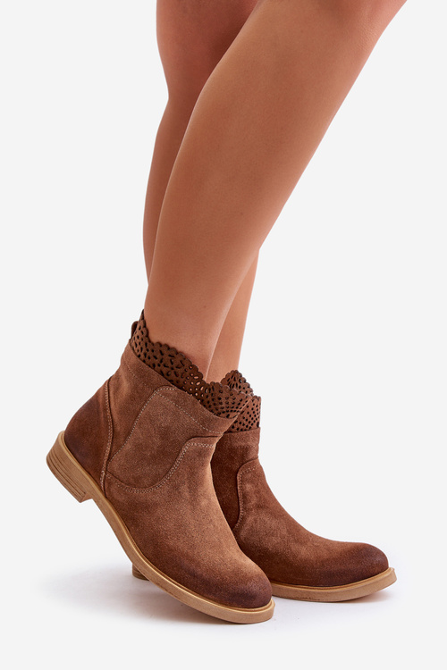 Nízké Dámské Boty Na Ploché Podešvi Zamszové Lewski 3624 Hnědé