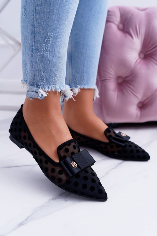 Lu Boo Retikulární Ballerina Loafer Černá Mamba