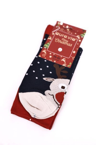 Vánoční Pánské Bavlněné Ponožky Tmavě Modré Ho-Ho-Ho