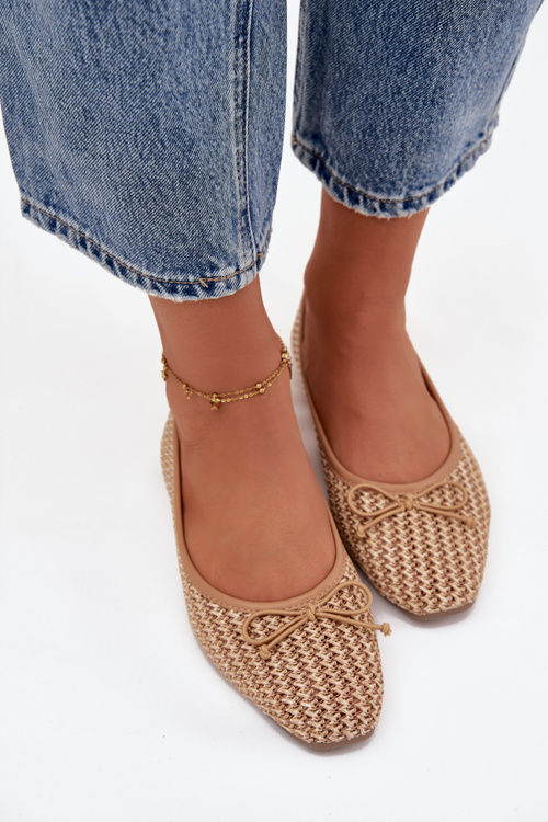 Baleríny s pletenkou a mašličkou Camel Belirra