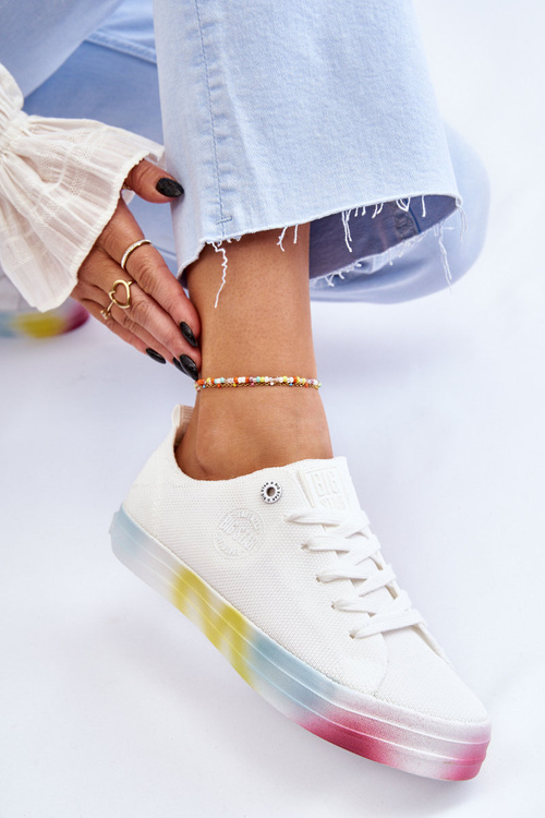 Dámske tenisky s farebnou veľkou hviezdou LL274237 Biela platforma