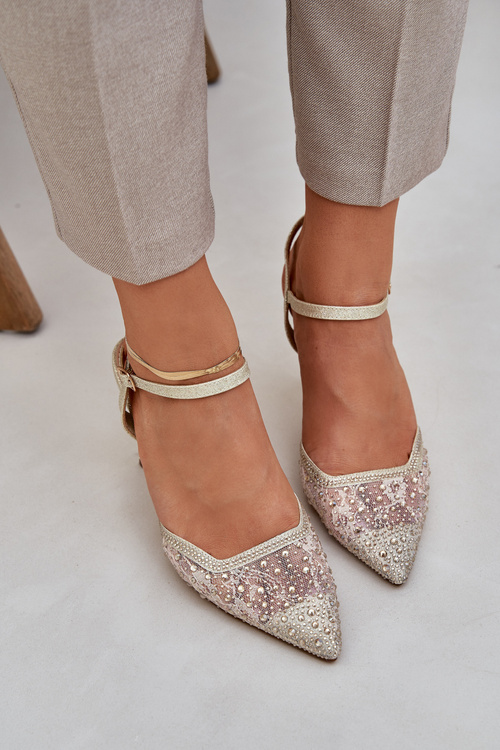 Zdobené Lodičky S Otvorenou Pätou Zlaté Nanadra