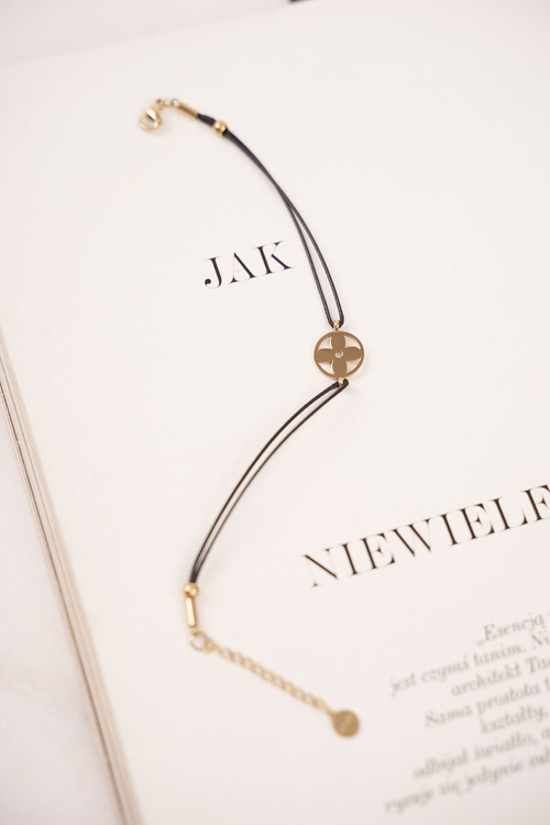 Dámsky náramok čierny strun celebrity zlatý Clover Clara