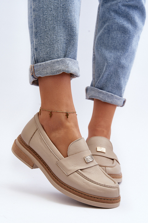 Zazoo 20165 Dámske kožené mokasíny béžové