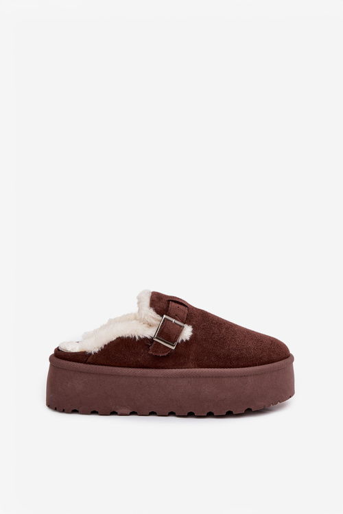 Ženské Sněhule S Kožešinou A Přezkou Na Platformě Čokoládové Jessina