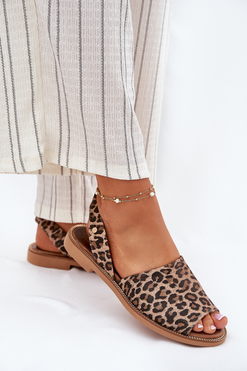 Zazoo 40327 Kožené Nazouvací Sandály Leopardí