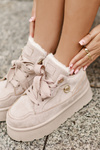 Zateplené dámské sneakersy na platformě béžové Velarisea