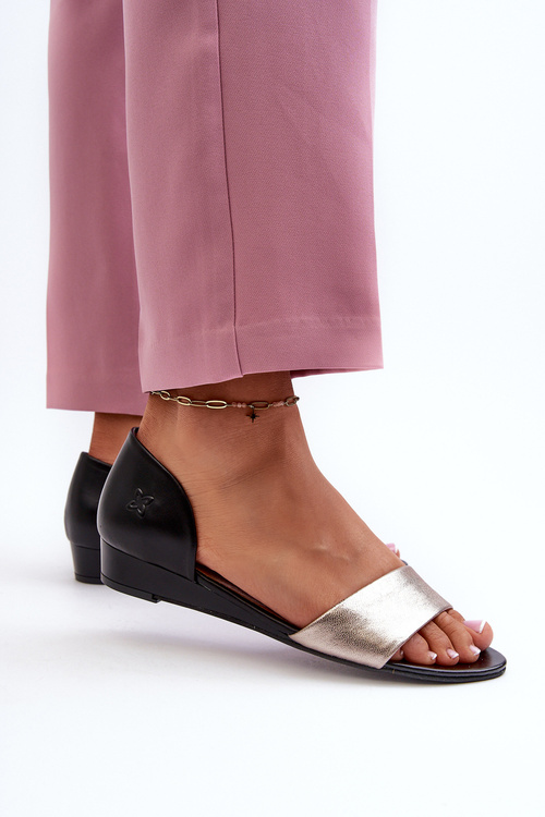 Kožené Sandály Maciejka 1971-65 Černá