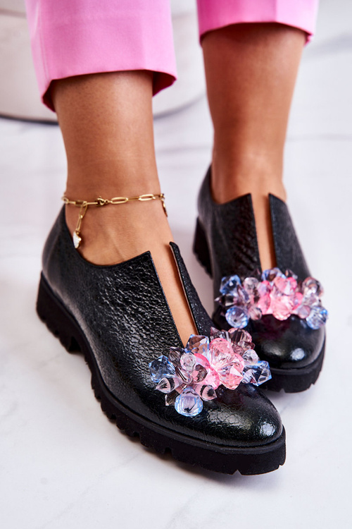 Elegantné kožené topánky s dekoráciou tmavo zelená cindy