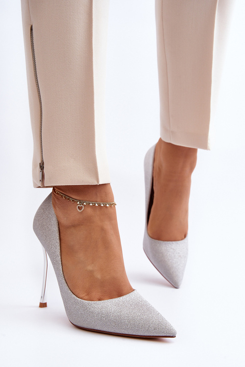 Strieborné brokátové lodičky Tiberona