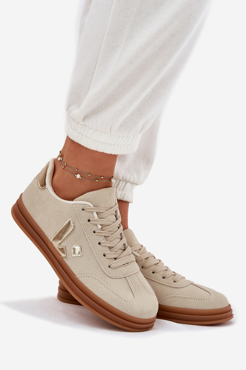 Dámské Sneakersy Eko Velurové Béžové Micca