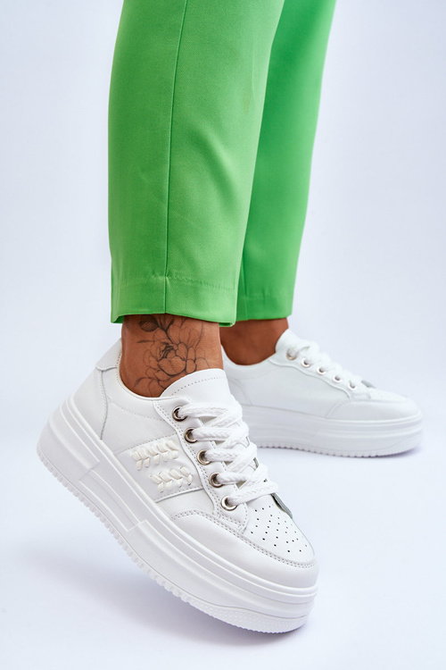 Módní dámské tenisky na platformě bílé Claribel