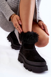 Dámske semišové snehové topánky Čierne lemar Ann